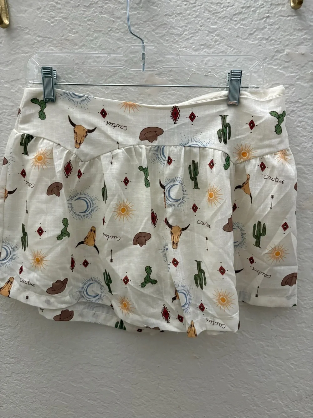 Lumiere White Desert Motif Skort with Cactus & Sun Print